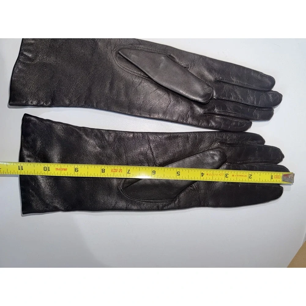 Vintage Womens Size M / 7 Black Soft Leather Formal Long Gloves Lined